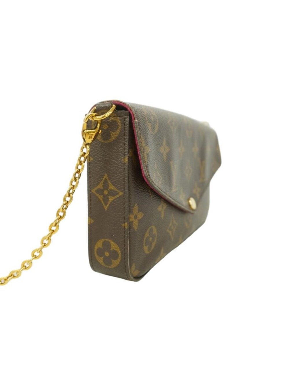 Louis Vuitton Shoulder Wallet Monogram Pochette Felicity Brown Fuchsia - Picture 2 of 10